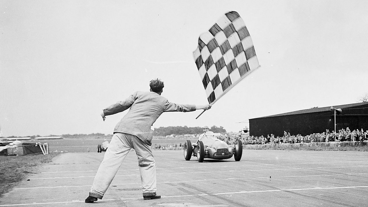 Finish line of a 1950 racetrack