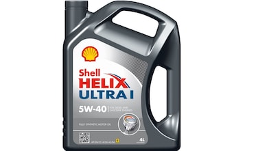Shell Helix Ultra 5W-40 4-liter motor oil bottle, designed for superior engine protection.