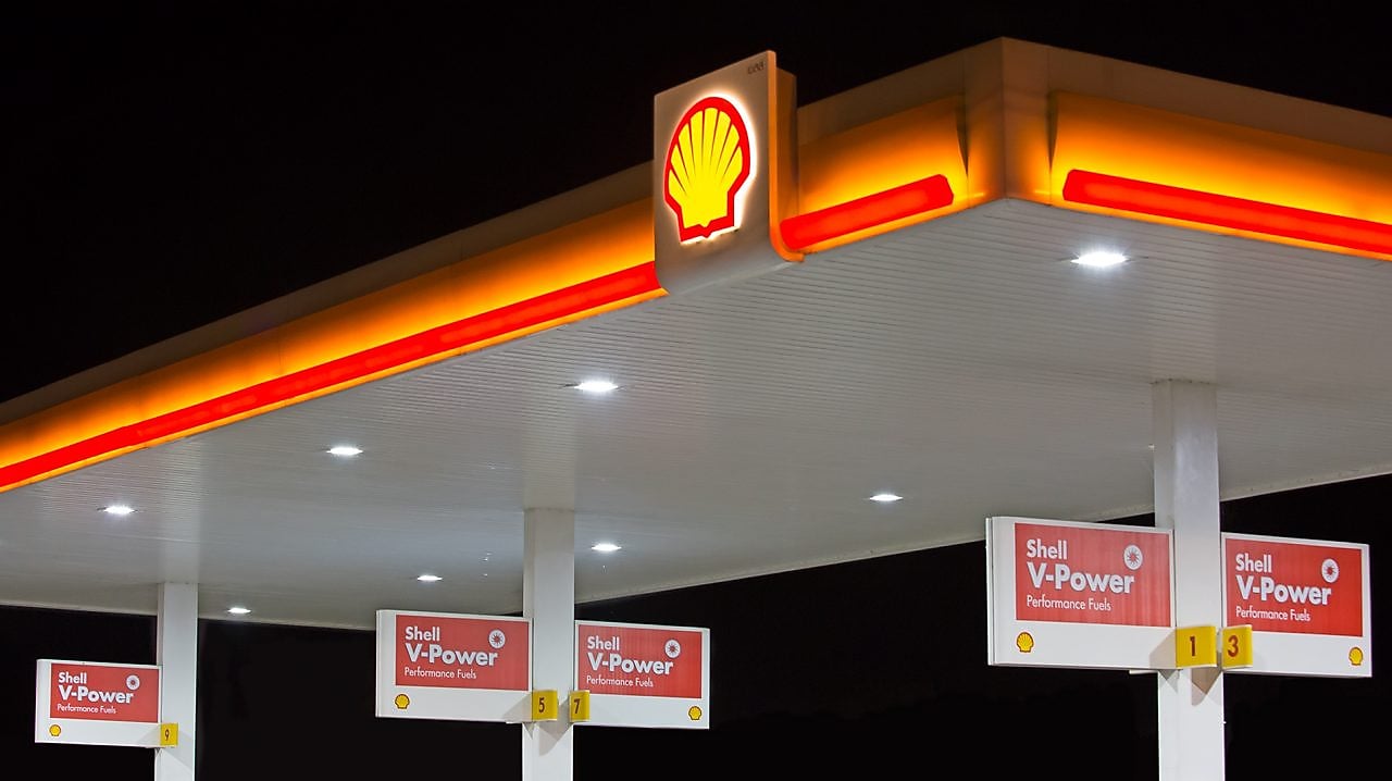 Shell forecourt pecten night
